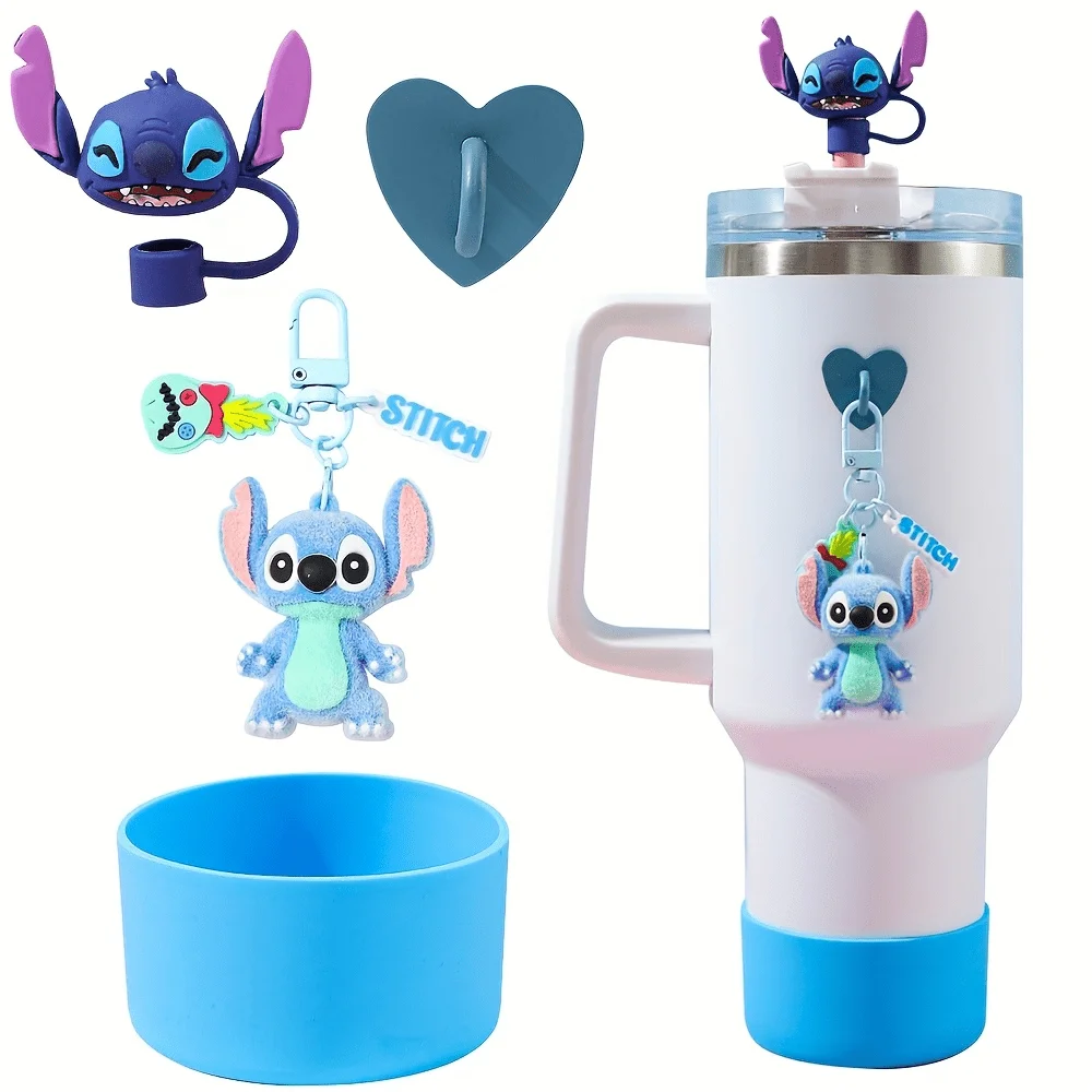 

Набор из 4 накладок на соломинки Disney Stitch, подходят для стаканов объемом 30 и 40 унций, многоразовые пылезащитные насадки для соломинок диаметром 10 мм/0,4 дюйма.