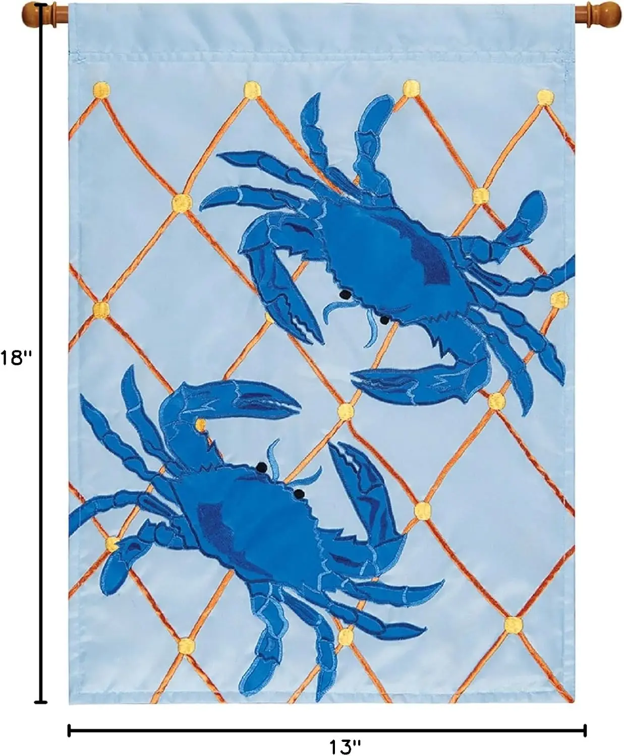 Double Appliqued Blue Crabs 18 X 13 Inch Polyester Garden Flag PPZ