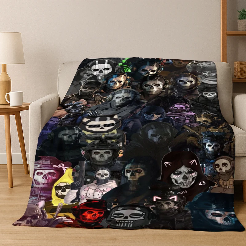COD Call of Duty War Game Cartoon Flannel Blanket Soft Warm Blanket Throw Blanket for Bedroom Living Room Bed Travel Picnic