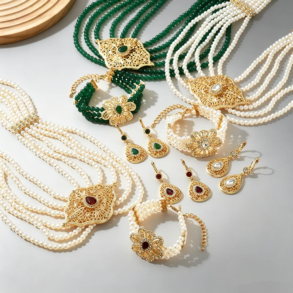 handmade-multi-layer-beaded-jewelry-set-with-leaf-shape-necklace-earrings-bracelet-for-women-for-parties-weddings-festivals