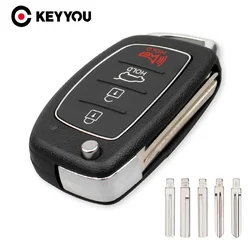 KEYYOU 1PCS 4 Buttons Car Key Case For HYUNDAI Mistra Santa Fe Sonata Tucson Accent I30 I40 I45 New Replacement