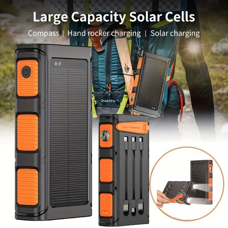 

30000mAh PD20W Fast Charging Hand Crank Solar Power Bank with Cable Camping Light Powerbank for IPhone Samsung Powerbank