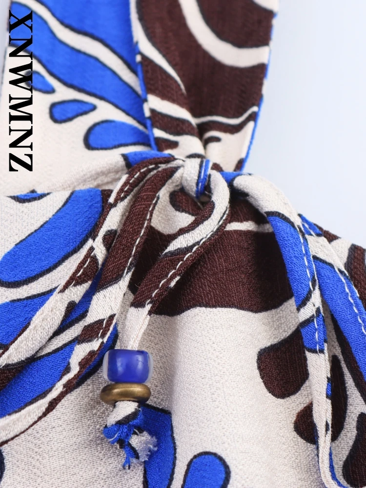 XNWMNZ 2025 Letnia Sukienka Midi na Ramiączkach w Stylu Boho dla Kobiet, Modna Sukienka Bez Rękawów z Odkrytymi Plecami i Szerokimi Ramiączkami