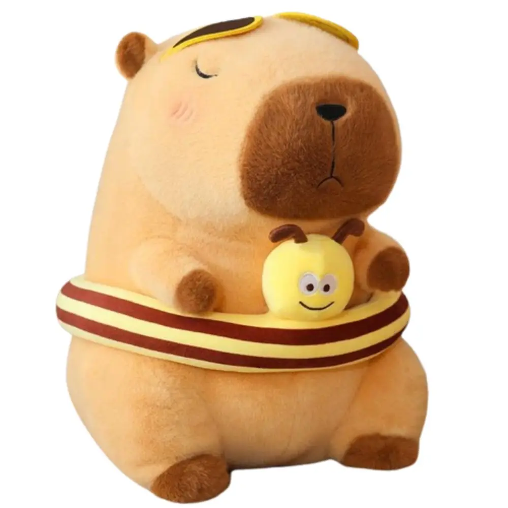 Círculo de natação esportes capivara brinquedo de pelúcia estilo verão roupas de praia capibara anime brinquedo fofo bonito rosa capivara boneca de pelúcia