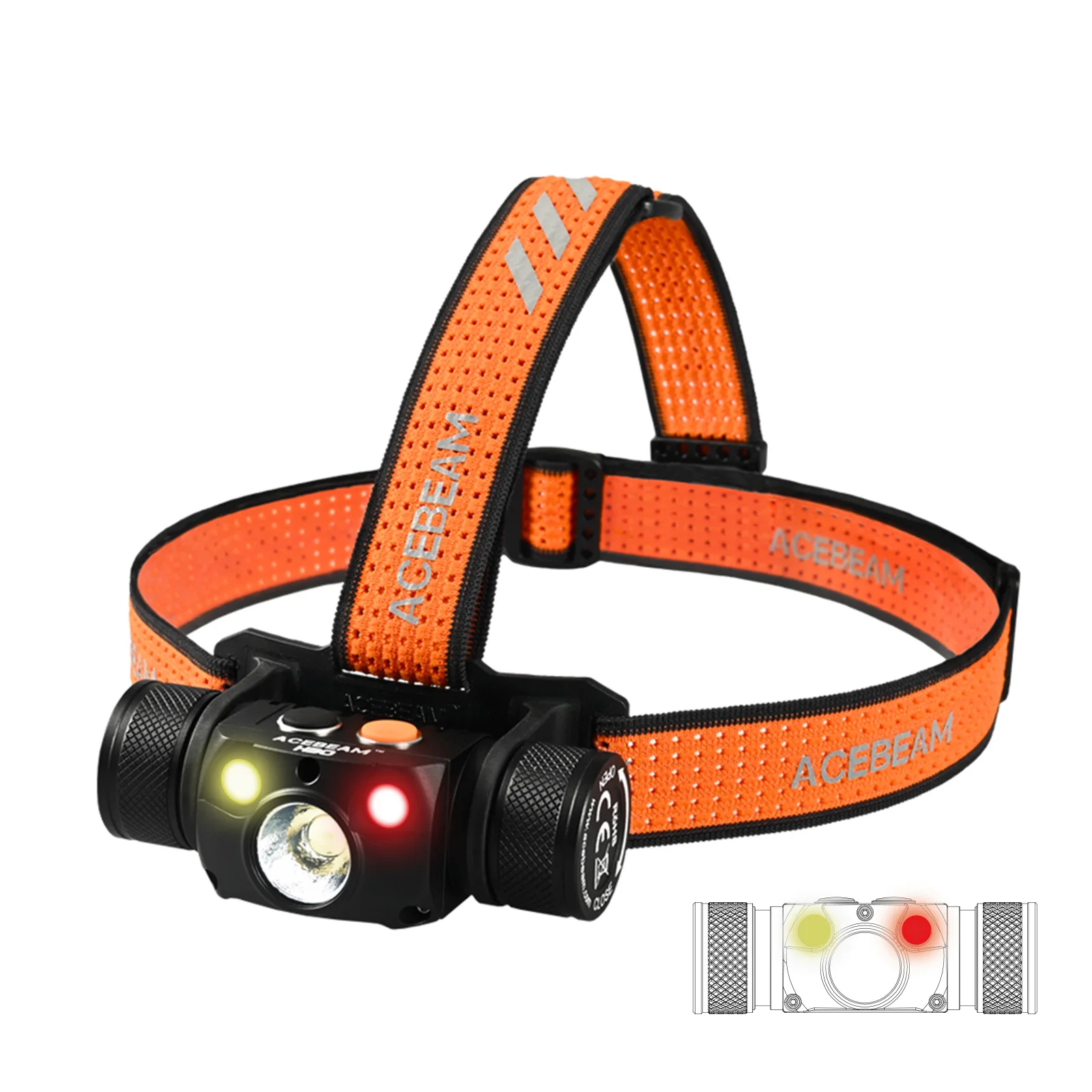 Acebeam H30-CRI Headlamp Ultra Bright 4000 Lumens USB-C Rechargeable Headlight available in RED/GREEN/UV/CRI Aux LED options image 3