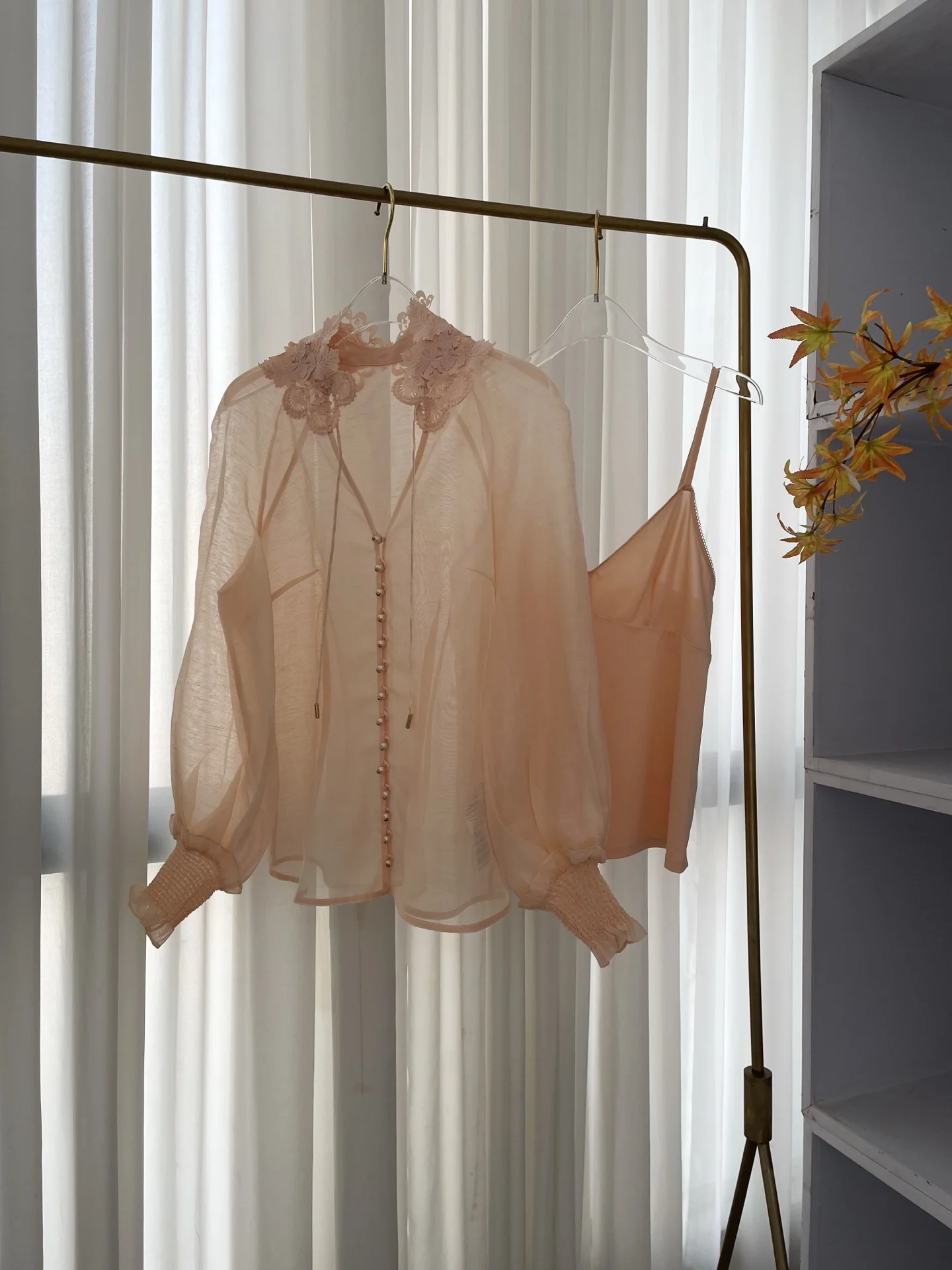 

2026 New Pink Lotus Root Color Long Sleeve Blouse Tops