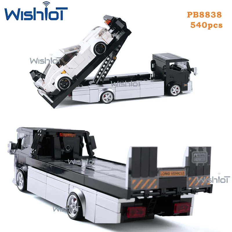 

PB8838 540PCS Flatbed Trailer Model Building Blocks Kit Creative Assembled Car Educational Decoration MOC Bricks Boys Toys Gifts