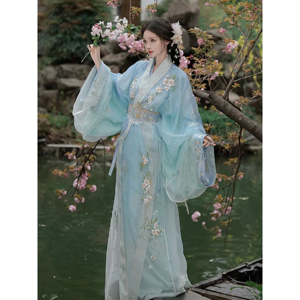 

Warring States robe original heavy industry embroidery jacquard spring and summer Hanfu women's fairy straight skirt