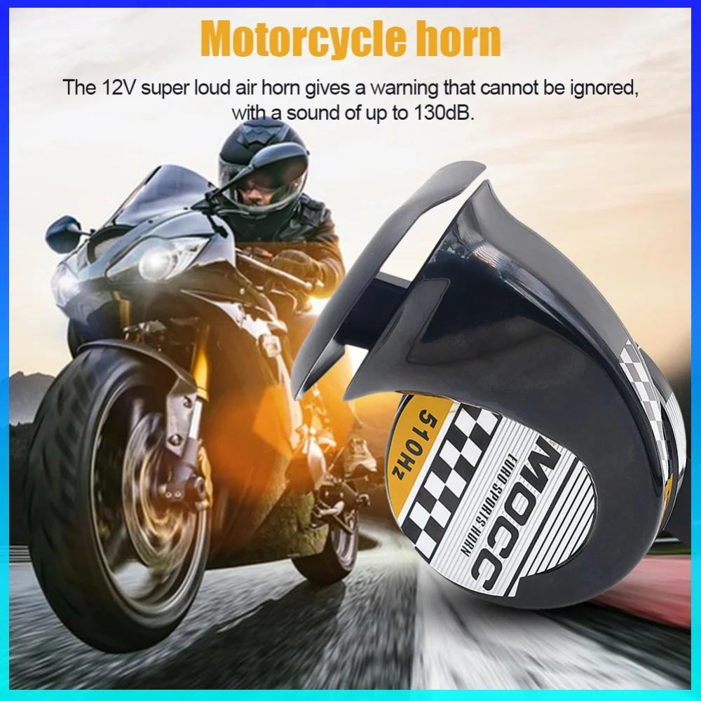 12V Motorcycle Horn 130dB 510hz Air Motorcycle Horn Single-tone Electric Air Horn for Motorcycle Car for Motorbike Truck Vehicle