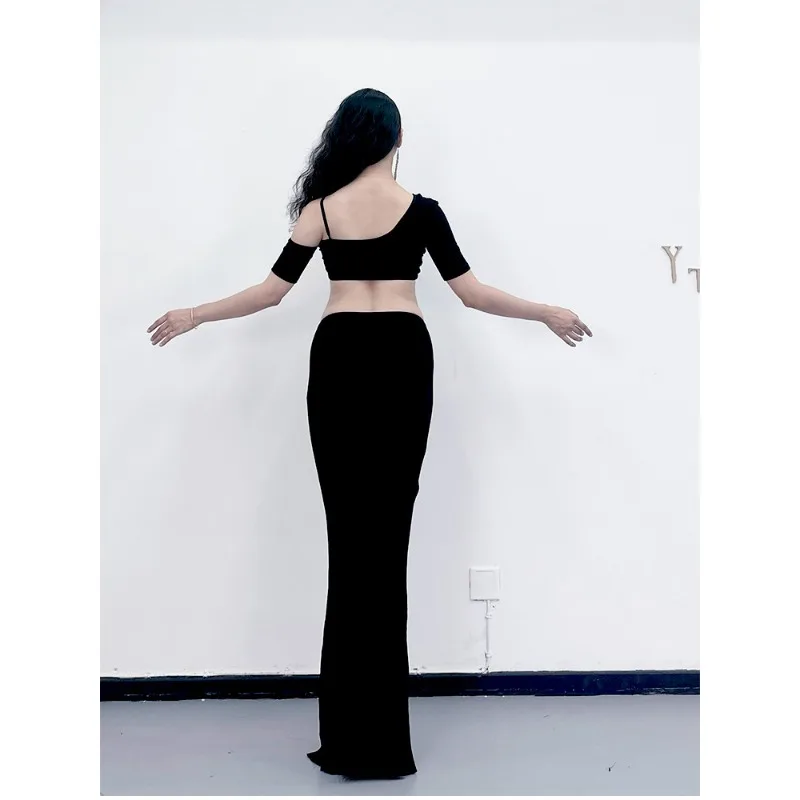 Customized Oriental Bellydance Costumes Practice Dress Split Set Top High Waist Pants Unrestrained Waist Jazz Belly Dancewear