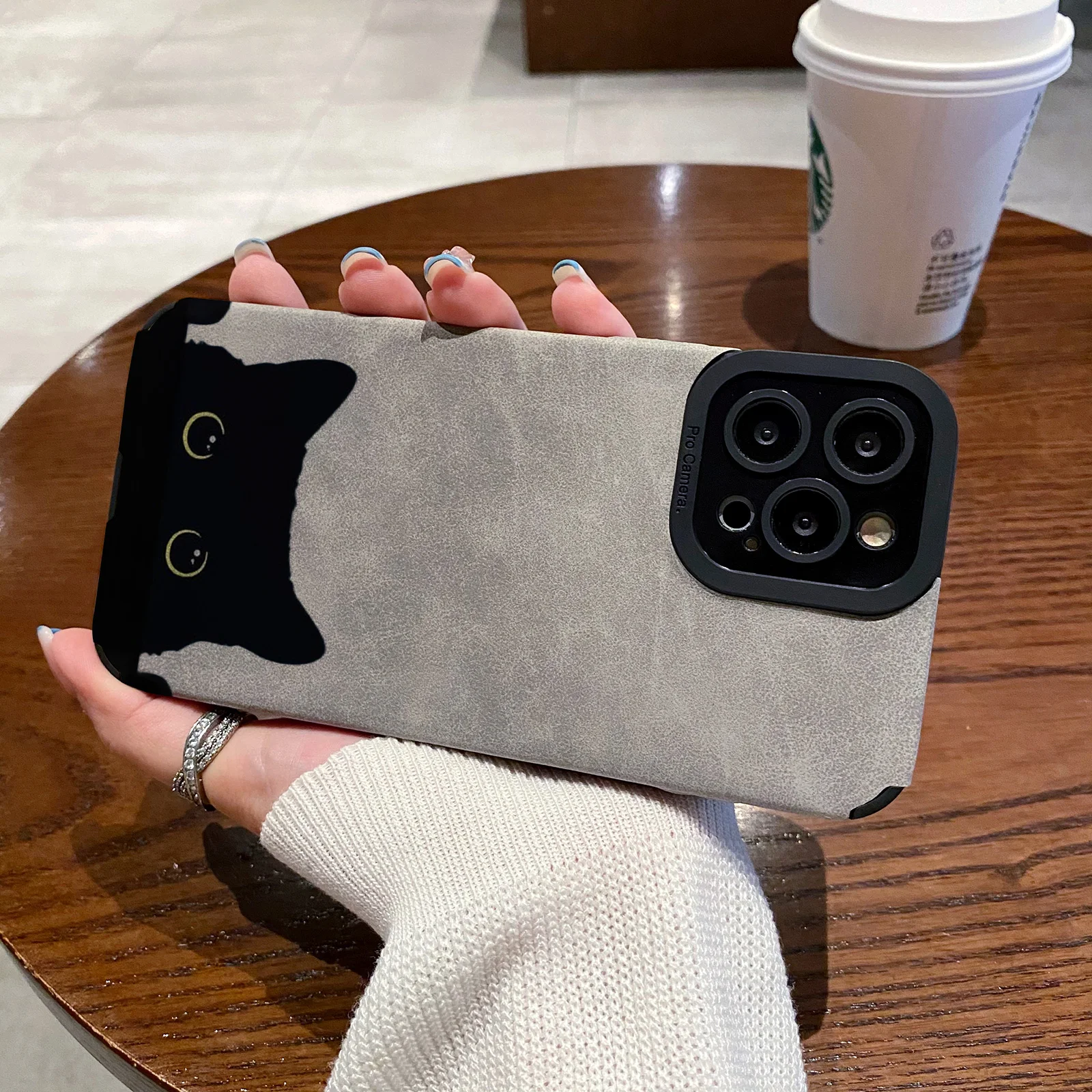 Luxtury Black Cat Leather Phone Case For iPhone 16 Case iPhone 16 15 14 13 12 11 Pro Max Case X XS XR 7 8 Plus SE Silicone Cover