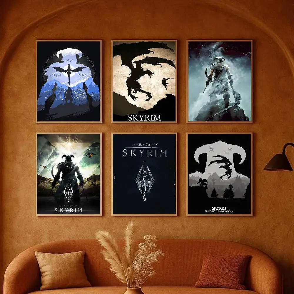 Vediogame T-The Elder S-Scrolls V Skyrim ملصق فني مع مطبوعات غرفة نوم المنزل غرفة المعيشة الديكور هدية #2