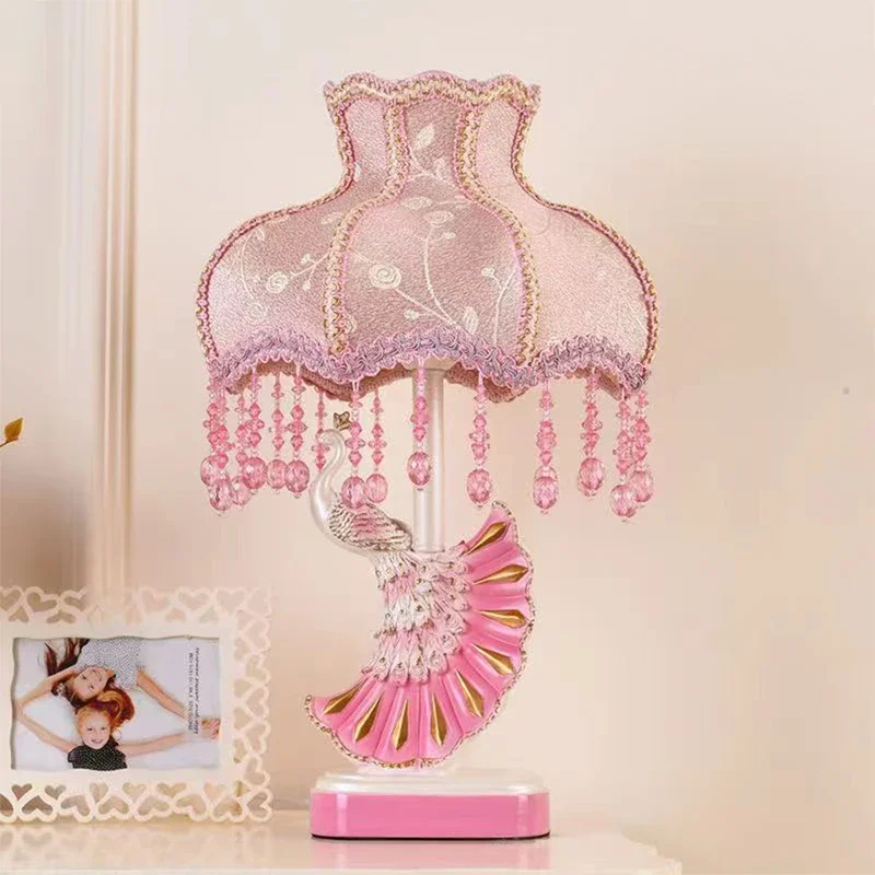 WPD European Peacock Table Lamp Luxurious Living Room Bedroom Girl's room Villa Hotels LED Creativity Bedside Desk Light image 4