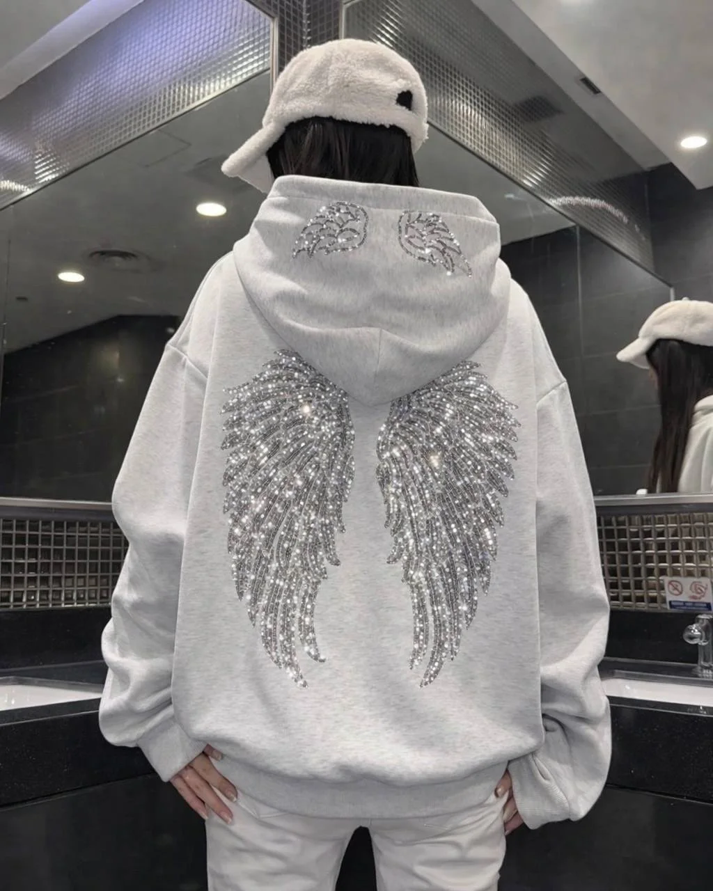

New Y2k Wing Patch Hoodies Women Harajuku Cute Sweet Fashion Zip Up Hoodie Casual Sweatshirt Top High Street Goth Women Clothing