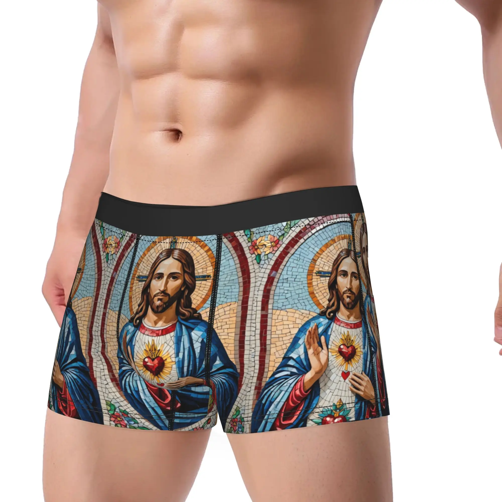 Sacred Heart Jesus Underwear  Custom DIY Boxer Shorts Hot Sale Male Underpants Comfortable Shorts Briefs Birthday Gift