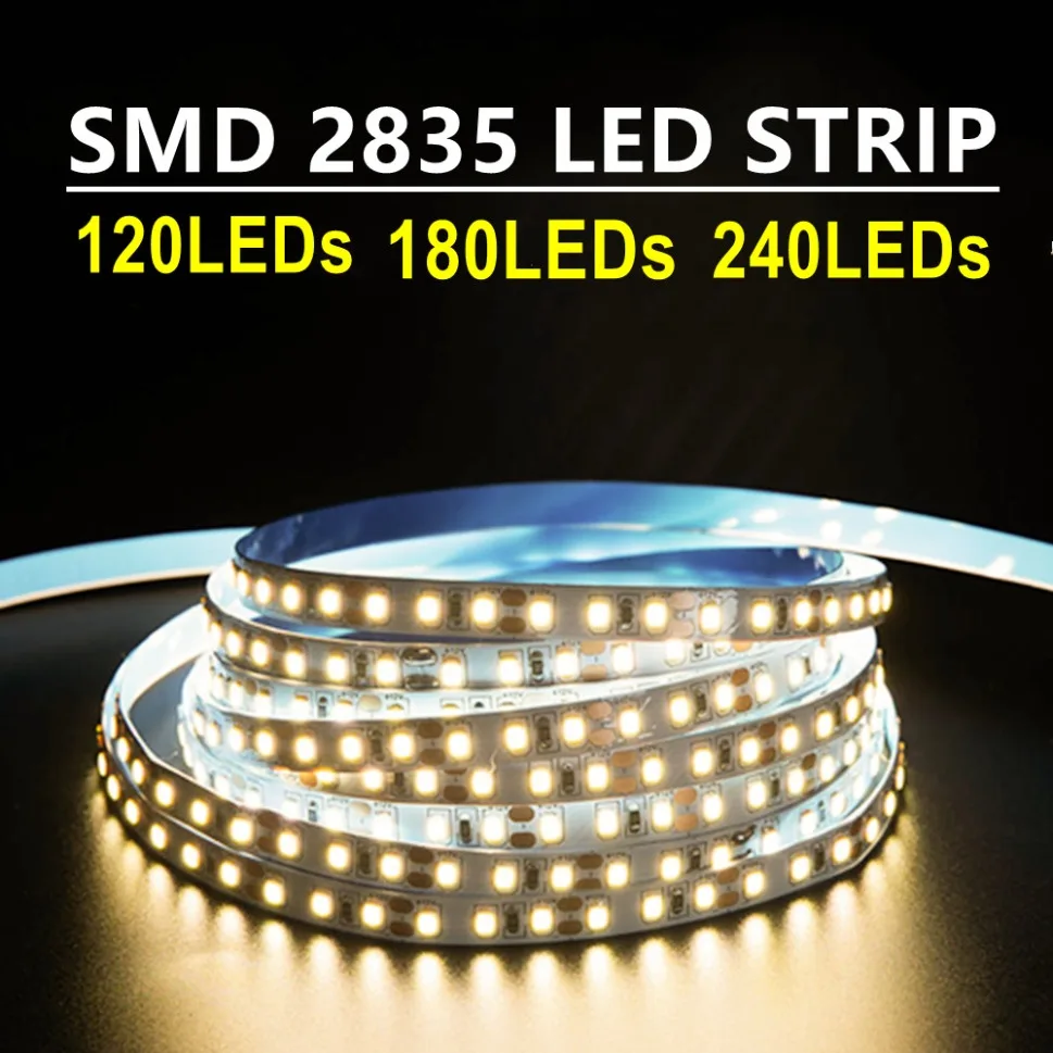 1/2/3/4/5m/lot 2835 SMD 1200 LEDs Strip tape DC12V 24V ip20 Non waterproof Flexible Light 120 leds/m, White Warm neutral White