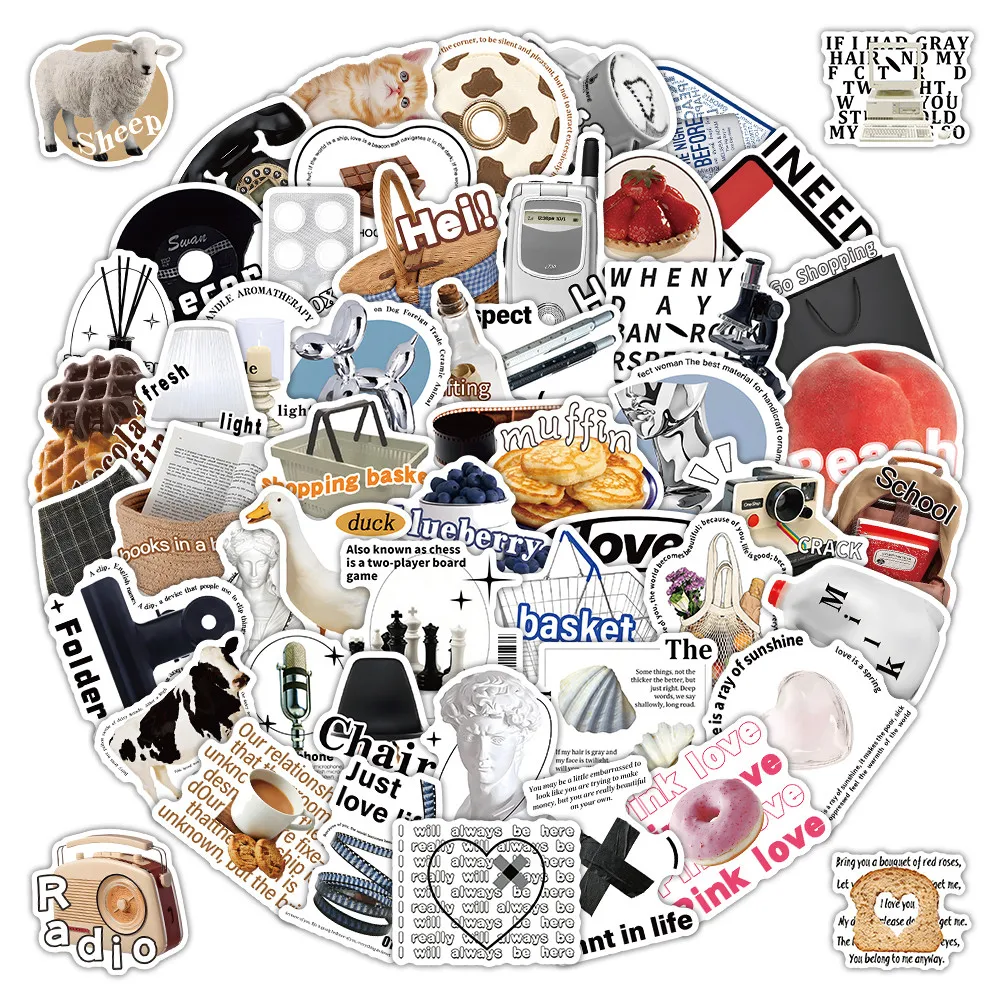 

Декоративные наклейки INS с узорами, 55 листов, для дневников, планеров, поделок, канцелярских товаров, магазин BulingBulingStickers