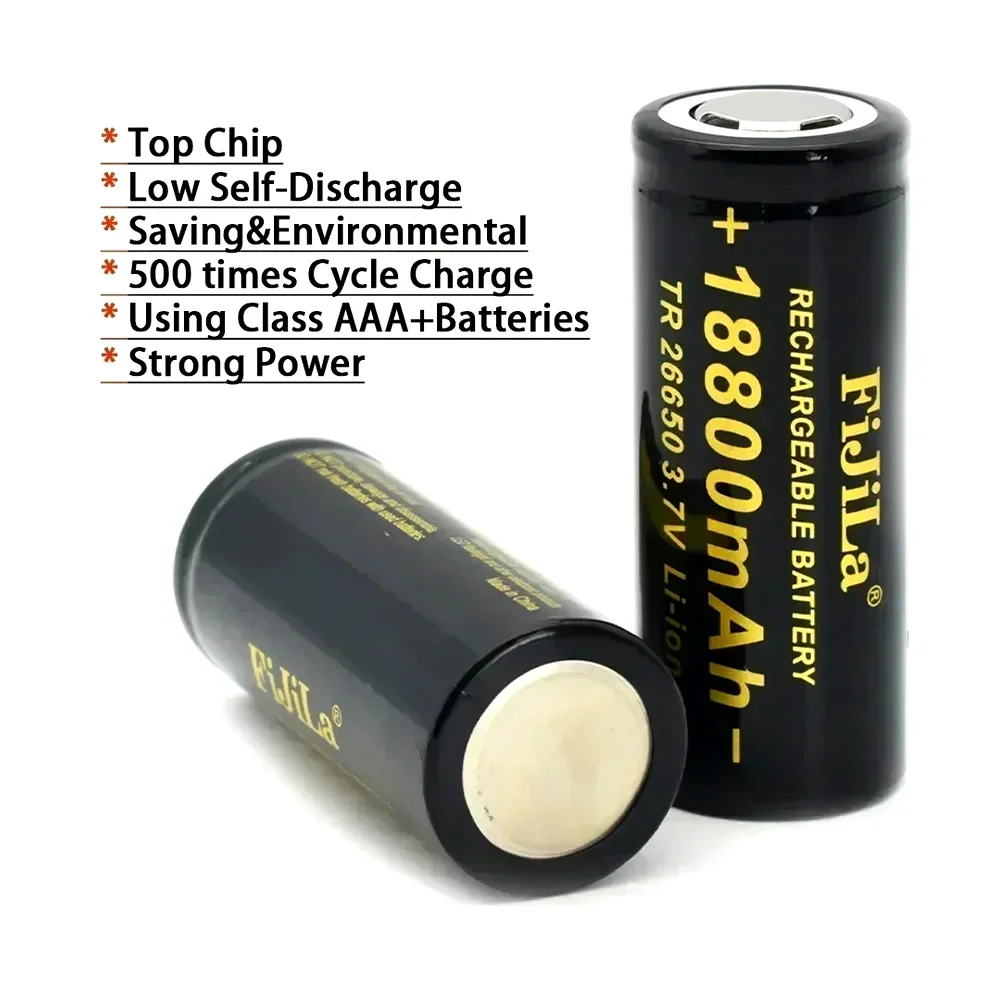 Batterie lithium-ion 100% LED, 26650 mAh, 18800 V, 50A, batterie 3,7 d'origine, batterie de haute qualité, lampe de cuisson 26650