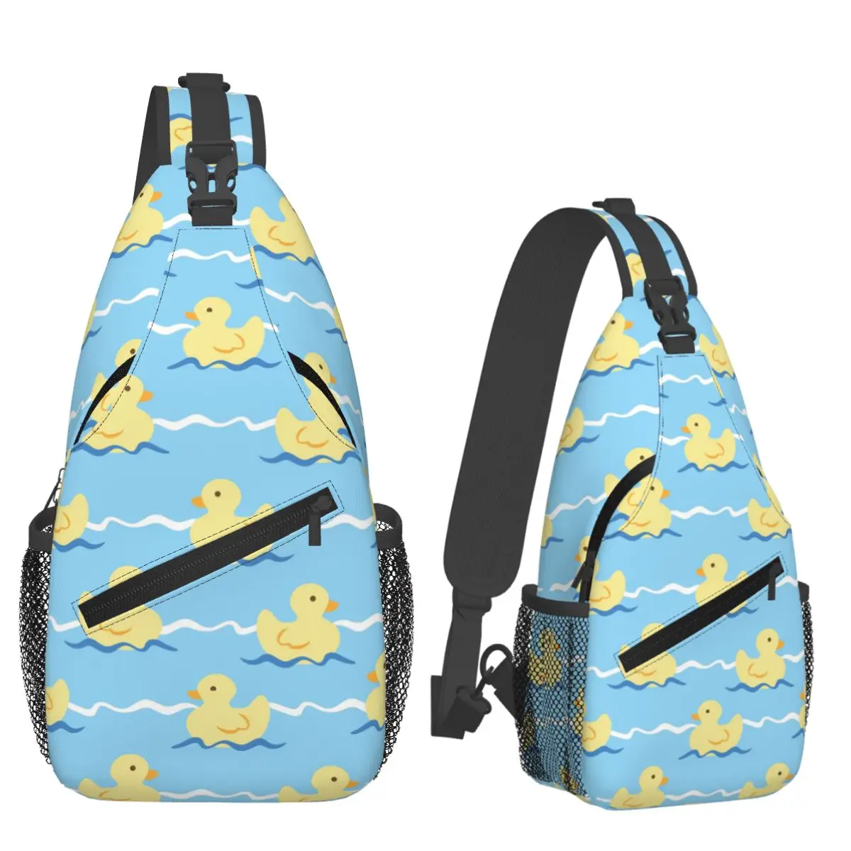 Cute Duck Swimming Seamless Pattern Chest Bag Men Sling Crossbody Backpack Chest Bag Traveling Hiking Daypack Shoulder Bag