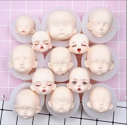 Ultralight Clay Face Silicone Mold Face Head Fondant  DIY Animation Cartoon Character Elf Doll Polymer Clay Process To Make Mold