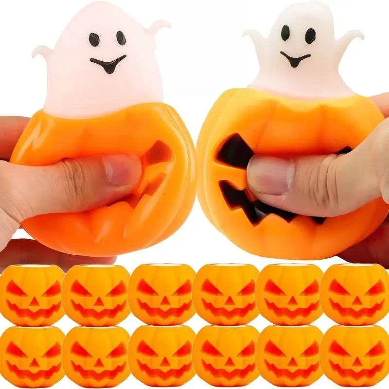 Halloween Pumpkin Squeeze Cup Sensory Fidget ToyToys Stress Relief Pop Up Ghost Funny Squeeze  Party Favors Creative Gifts Kids