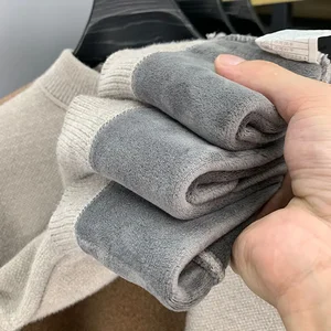 رجالي الشتاء دافئة الصوف سترة جولة الرقبة التطريز عارضة الداخلية متماسكة سميكة بلوفرات ملابس داخلية حرارية أفضل 8 كنزات صوفية مصنوعة يدويا مبيعا - رقم 1