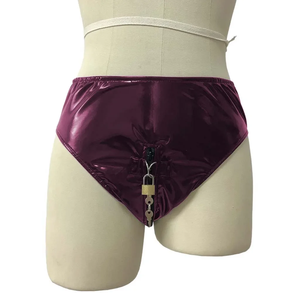 ملابس داخلية جلدية قابلة للقفل من الكلوريد متعدد الفينيل ، ملابس داخلية مثيرة للبالغين ، ملابس داخلية بسوستة مفتوحة ، ملابس داخلية من اللاتكس الصناعي للنادي الوثن