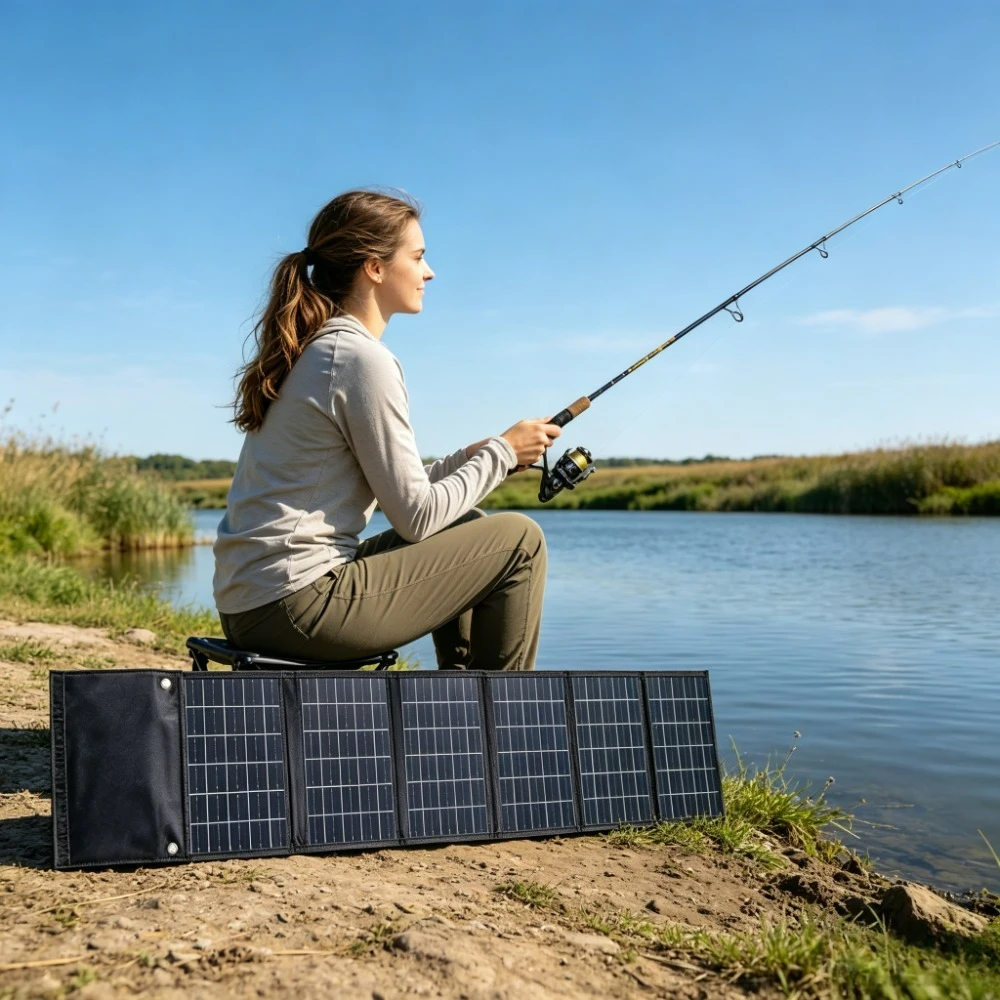 Dual USB DC Output 50W 90W Foldable Solar Charger Waterproof Portable Solar Power Panel ETFE Surface For Camping Hiking Cycling