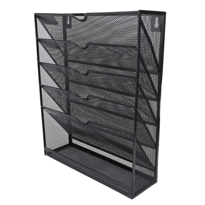 Wall File Folder Holder Multifunctional Metal 6 Tiers Hanging Wall Mounted File Organizer For Home
