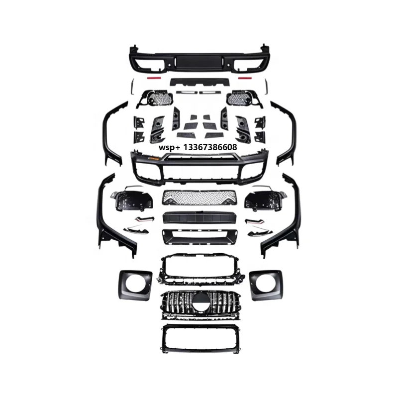 Body kit for Mercedes-G-Class W464, upgraded to BBS style PP plastic front bumper, rear bumper, wheel arches, grille