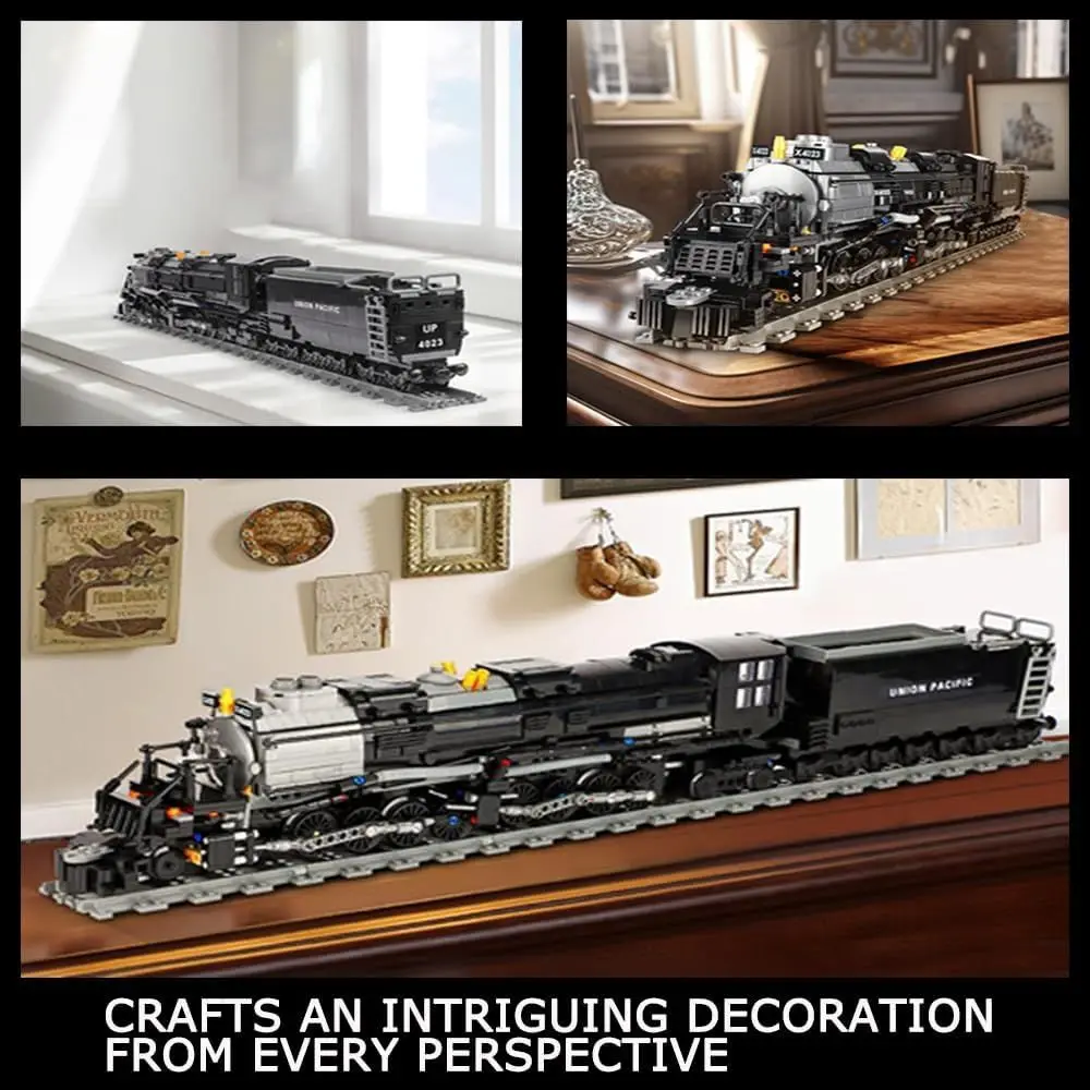 Kit de modèle de train de locomotive à vapeur BIGBOY de 1608 pièces avec pistes pour adolescents et adultes