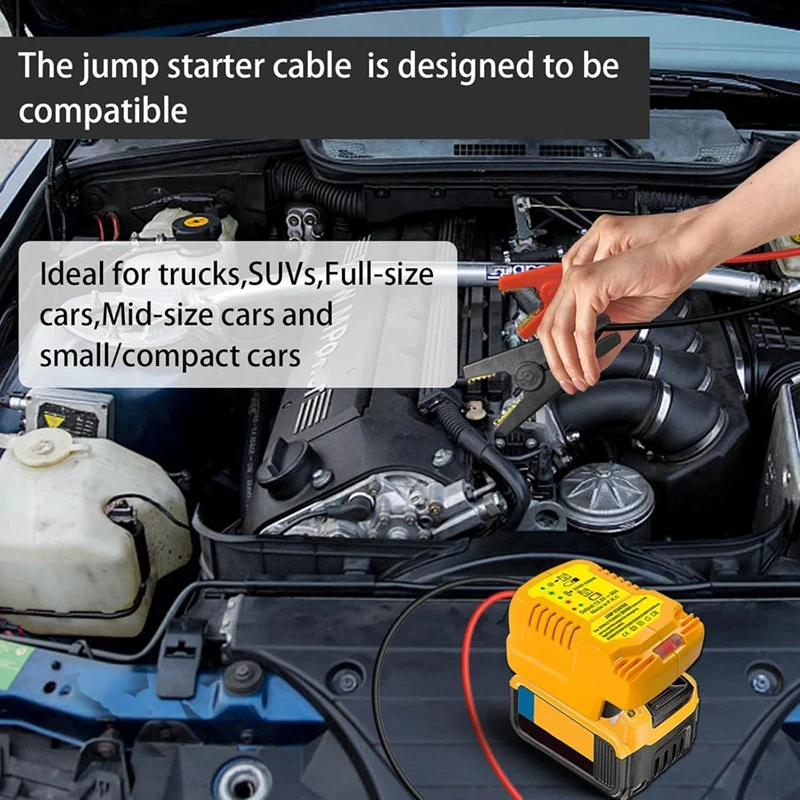 Car Jump Starters Adapter For Dewalt 20V 60V With Batteries Jumper Cables,11 Gauge Car Battery Jump Starter