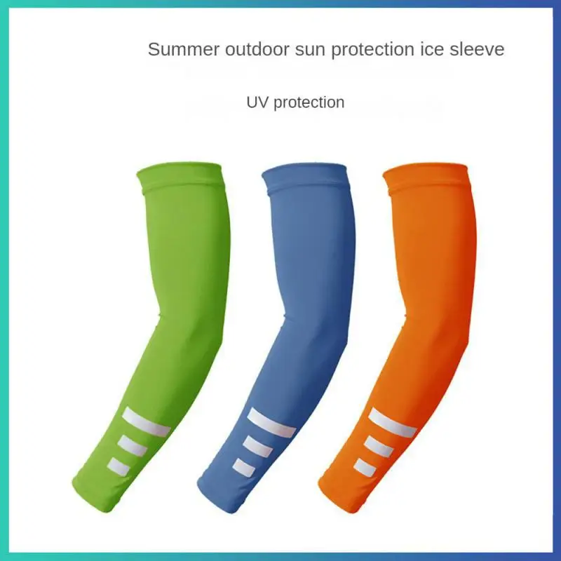 2 Pcs Ice Silk Sunscreen Sleeves Elastic Quick-drying Sweat-absorbent Arm Sleeves Reflective Cooling Sleeves For Night Running