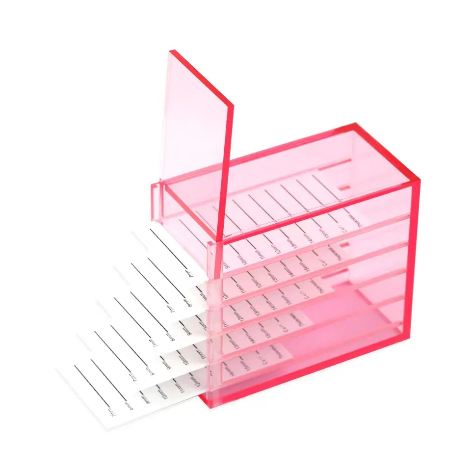 5-Layers Red Blue Transparent Eyelash Extension Storage Box Acrylic Eyelash Display Stand Pallet Lashes Holder Box Makeup Tools