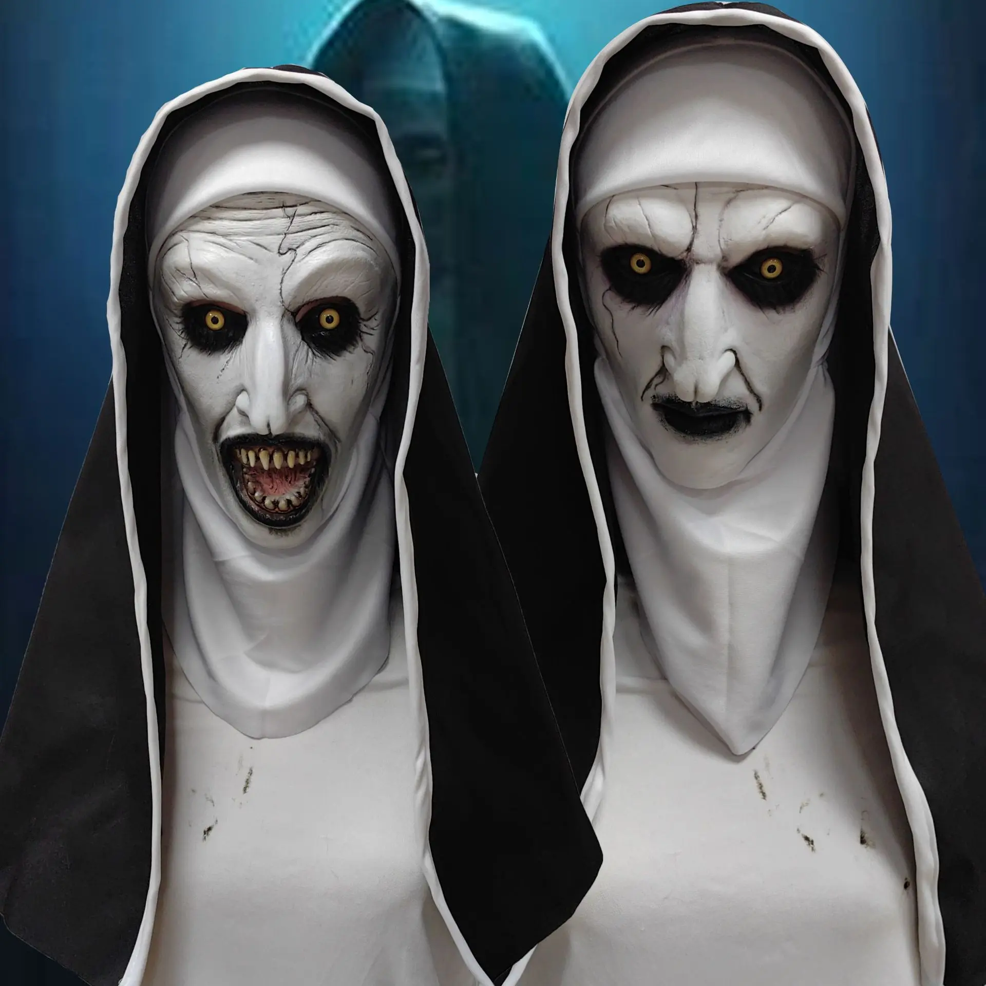 Halloween horror nun mask dance party scary props thriller movie headgear party mask