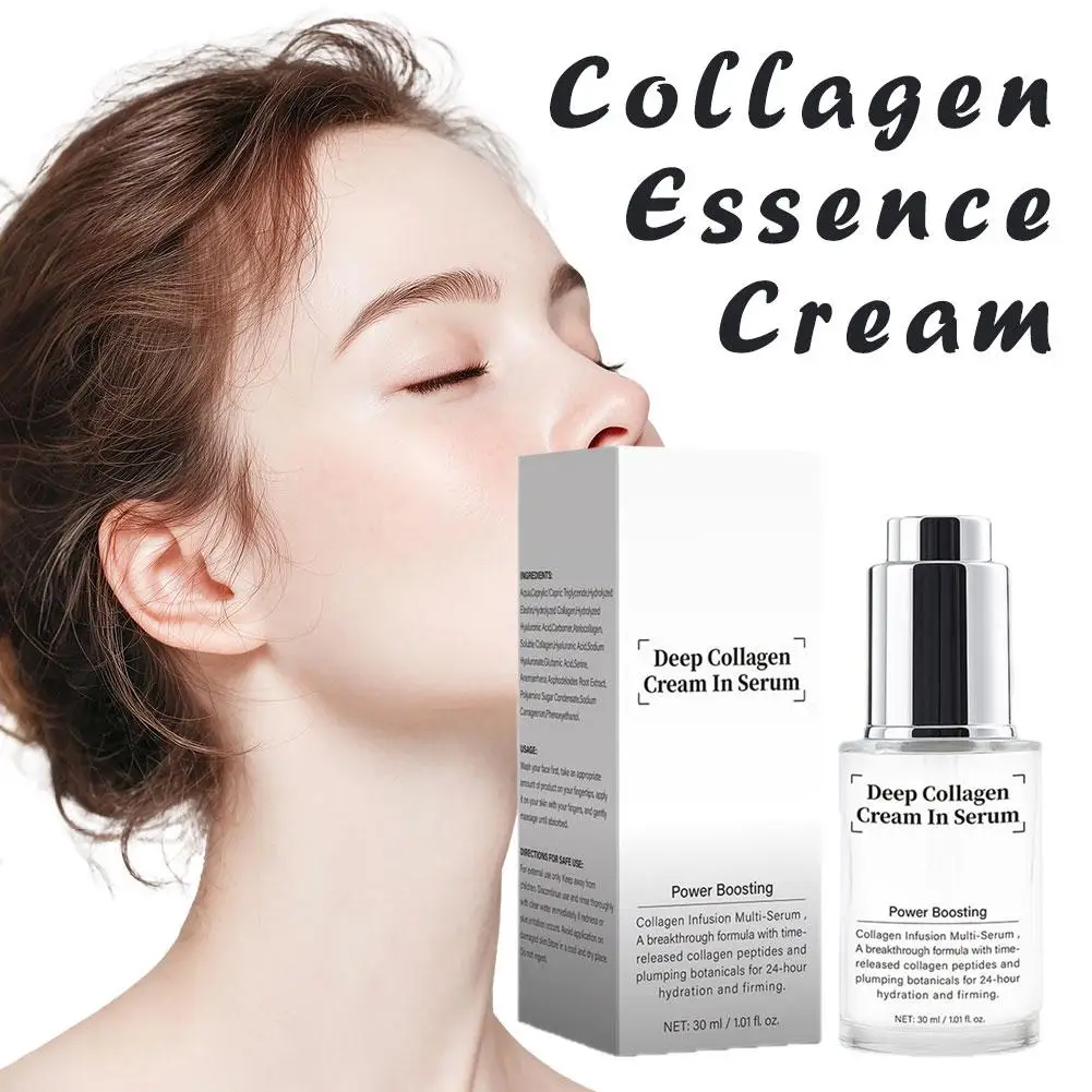 Creme de colágeno profundo de 30ml em soro - multi-soro de infusão de colágeno com reforço de energia, hidratação 24H e reafirmante ilumina a pele