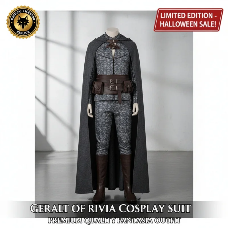 

☆YunCos Geralt of Rivia Cosplay Men Witcher Costume Jacket Coat Pants Belt Cloak Outfit for Adult Halloween Carnival Suit☆