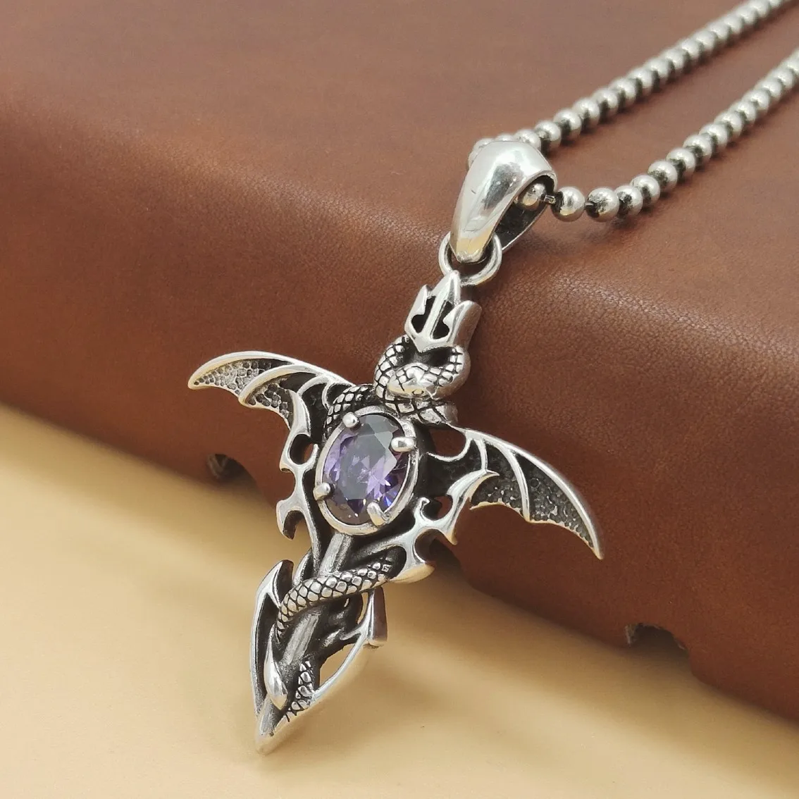 

Silver 925 cross wings necklace Angel men and women trendy fashionable man personality snake pendant hip hop pendant