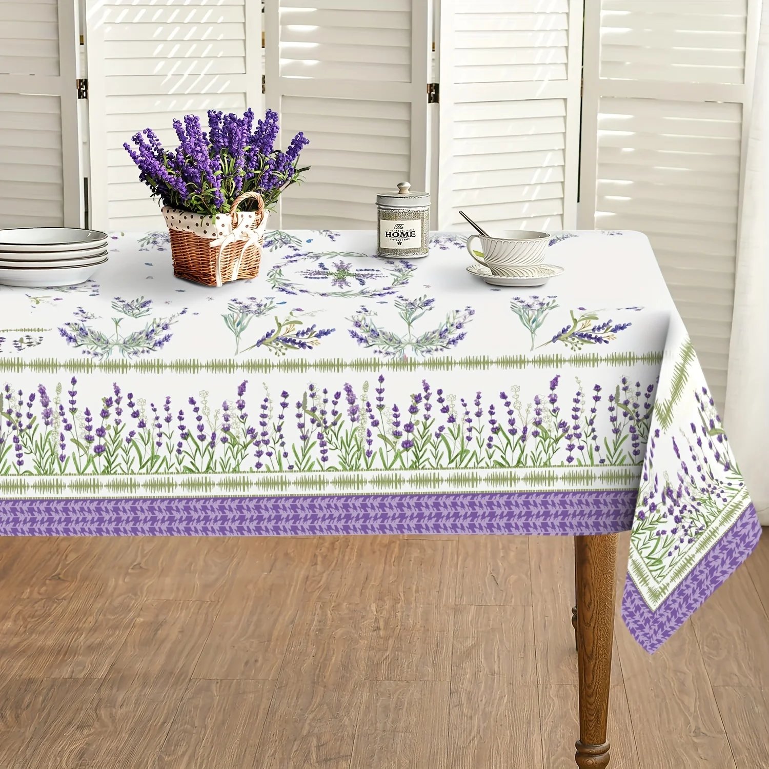 

Lavender Flowers Printed Tablecloth Wedding Party Decor Washable Purple Floral Rectangle Table Cloths Kitchen Dining Table Decor
