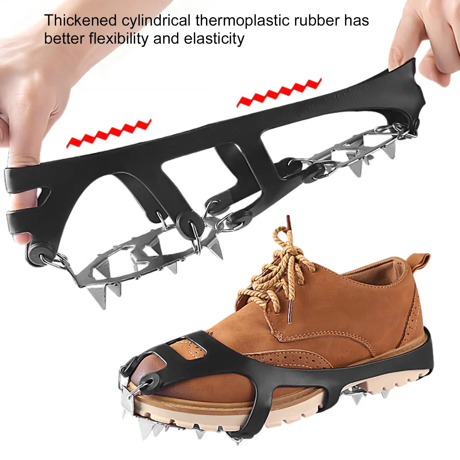 12-Point Anti-Slip Ice Cleats Stainless Steel Crampons  Non-Slip Snow Spikes for Shoes & Boots, Winter Hiking Walking Fishing