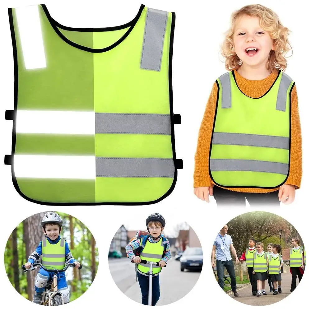Outdoor Safety High Visibility Safety Vest Yellow Orange Fluorescent Reflective Vest Safety Protection Clothing Kids