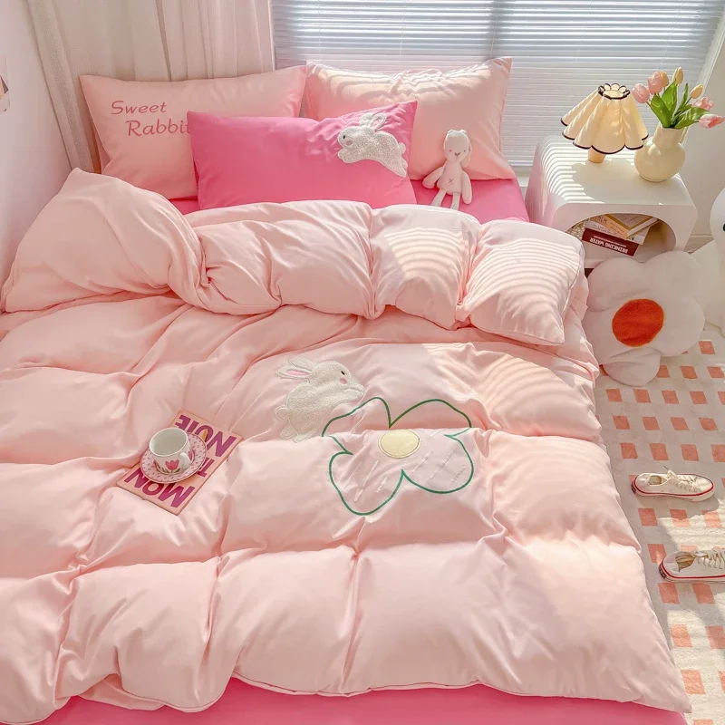 Bed Linen Comforter Sets Kids girls Duvet Cover And Sheet 3/4 pcs Bedding Set Adult Single Double Queen Size Bed Sheets Set