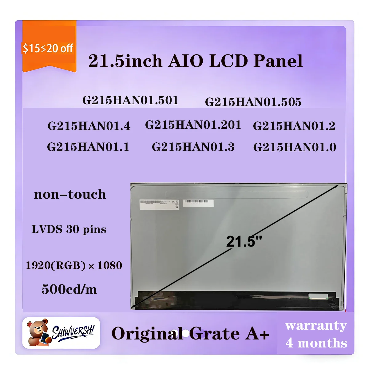 

Оригинальный новый ЖК-дисплей A + 21,5 дюйма G215HAN01.501 G215HAN01.505 G215HAN01.4 G215HAN01.201 G215HAN01.2 G215HAN01.1 G215HAN01.3 G215HAN01.0