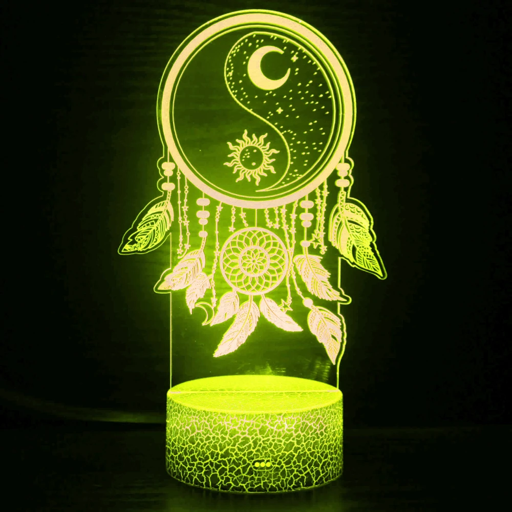 Nighdn-3D Ilusão Lâmpada LED, Night Light, Dream Catcher, 7 Color Changing, Decoração Do Quarto, Aniversário, Presente de Natal para Crianças, Mulheres