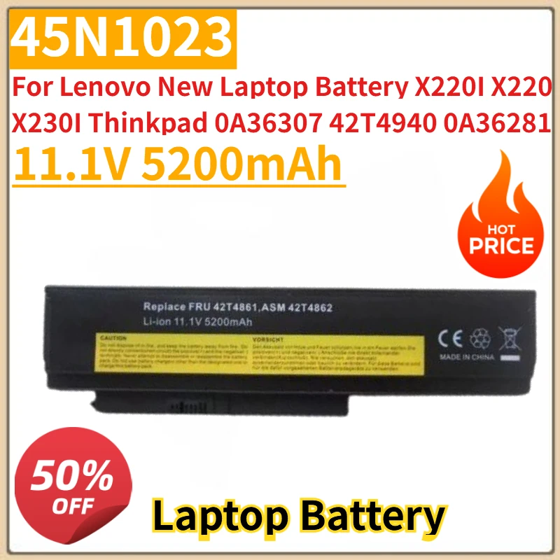 

Новый аккумулятор для ноутбука 45N1023 11,4 В 5200 мАч для Lenovo X220I X220 X230I Thinkpad 0A36307 42T4940 0A36281