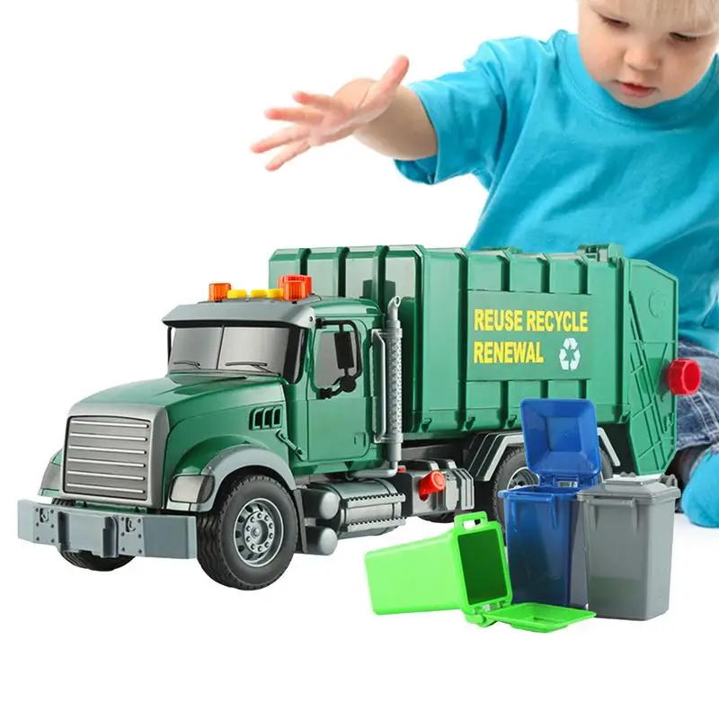 

1:12 Children Toys City Garbage Truck Model Diecast Garbage Sorting Sanitation Vehicle Car Sound Light Kids Christmas Gifts