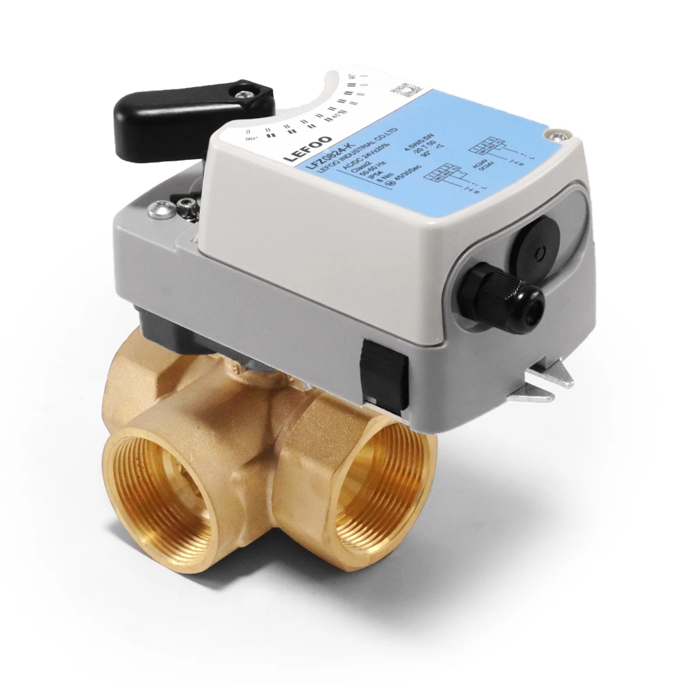 LEFOO LFZ-DQ Air Conditioning Water Gas Small Brass Automatic Control Electrical Regulating Ball Valve