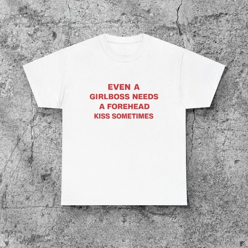 2026 Even A Girlboss Needs A Forehead Kiss Sometimes Shirt, Y2K Baby Tee, 90s Coquette Baby Tee Y2k Top  Tee 2000s Fitted Shirt