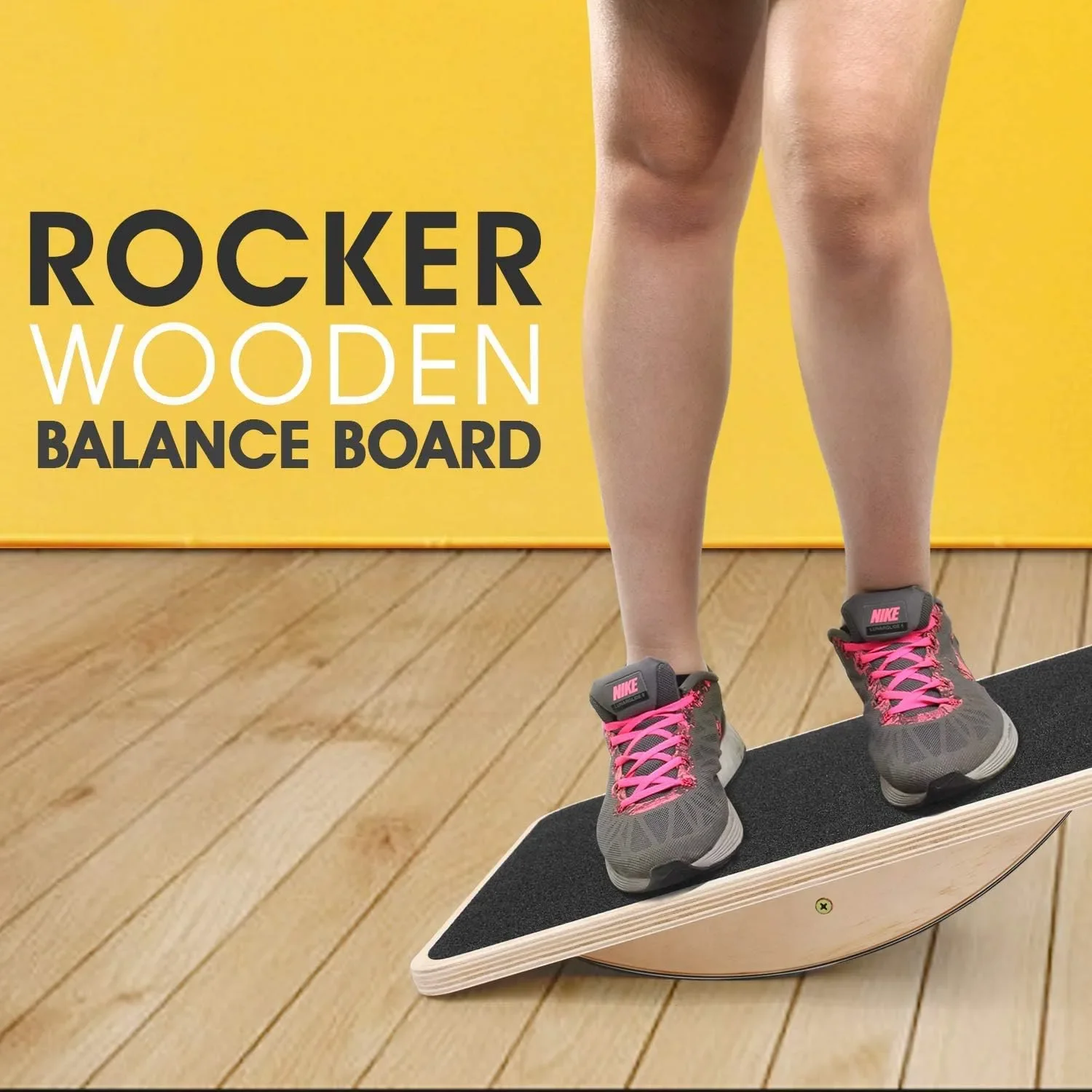 202405 Professional Wooden Balance Board for Leg Workout Anti-Slip Rocker Board Wobble Board for Standing Desk