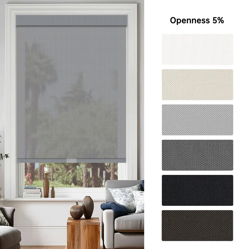 Wholesale Custom Window Shades 5% Openness Fabric Square Cassette Child Safety Manual Cordless Roller Zebra Blinds For House